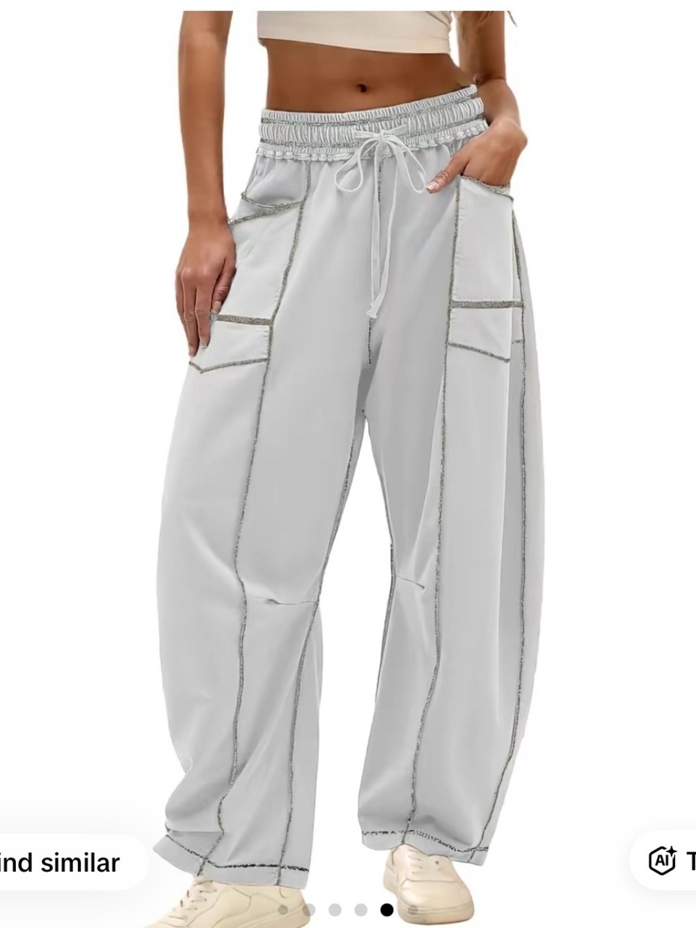 Women's Baggy Barrel Pants Wide Leg Drawstring Sweatpants, Large , BNWT